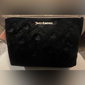 Juicy Couture Velour Black Embossed Cosmetic Bag Large New With Tags